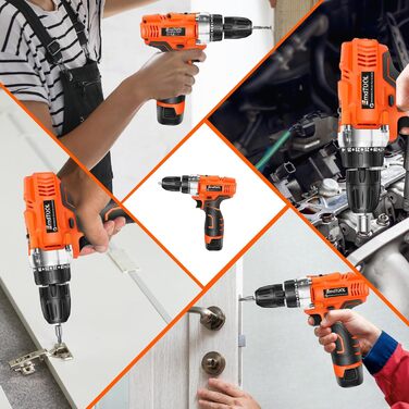 Акумуляторний шуруповерт 21V з набором аксесуарів для дому та саду. Шуруповерт-дриль, ударний шуруповерт, акумуляторний дриль. Макс. крутний момент 45Nm, 25+1 ступінь, 2 швидкості, 1500mAh, 25 шт. аксесуарів. Червоний.