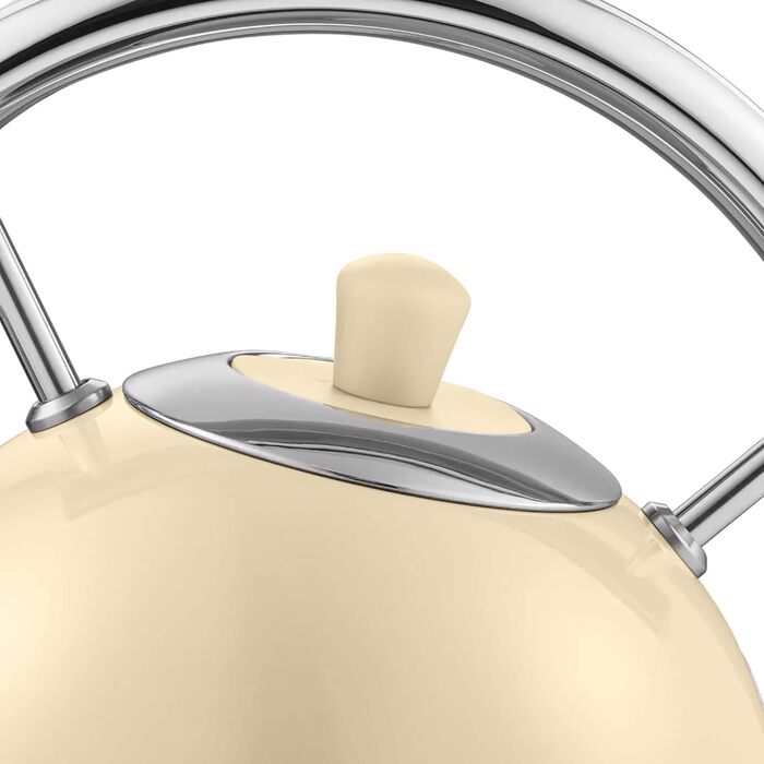 Swan Retro Electric Kettle - 1.8L, Vintage Design, Automatic Shut-Off, Cordless, BPA-Free Stainless Steel, 3000W, Cream