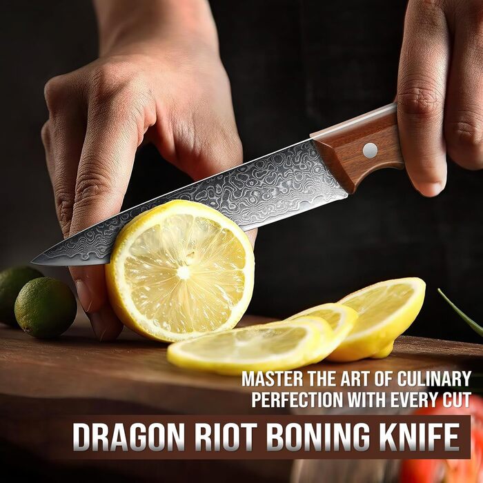 Японський ніж DRAGON RIOT з дамаської сталі, професійний кухонний ніж для м'яса, 12 см, у подарунковій коробці
