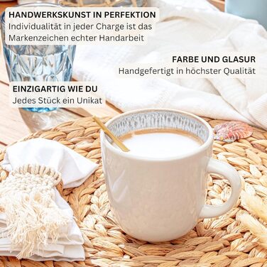Набір кавових чашок SÄNGER Kreta (6 шт.), 350 мл, кераміка, блакитний, для кави та чаю, миття в посудомийній машині, мікрохвильова піч