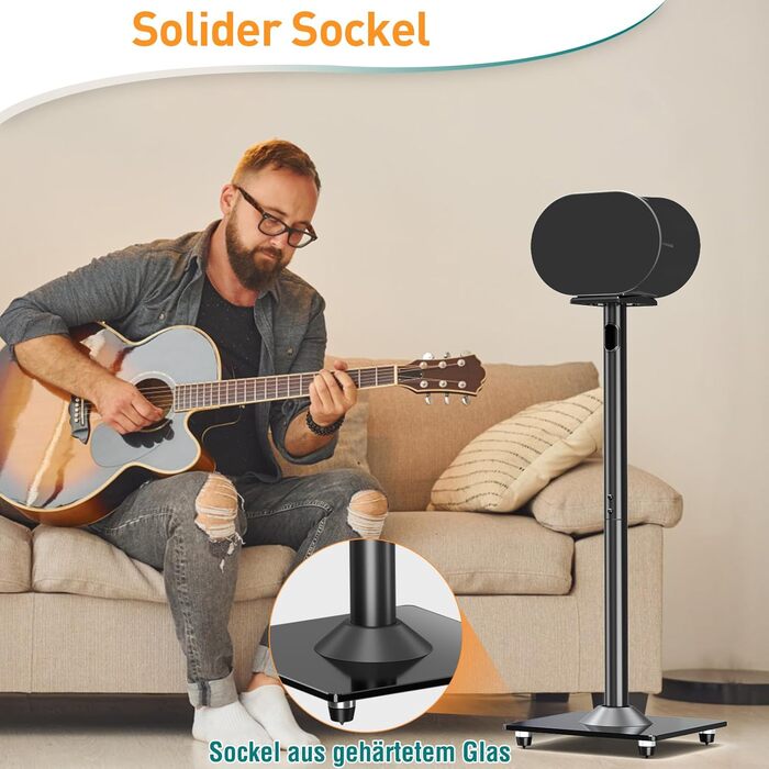 Стійки для колонок Sonos Era 300 ELIVED, 80.7 см, чорні, 2 шт. (EV5026) - підлогові, зі скляною основою, до 5 кг