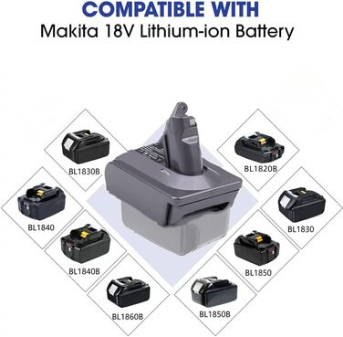 Адаптер для акумулятора Dyson V7 V8 та Makita 18V: перетворювач для пилососів Dyson 21.6V V7(SV11) V8(SV10) Fluffy Animal Trigger