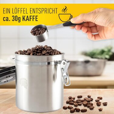 BaristaSoul Barista Legends® Контейнер для кави 500г з нержавіючої сталі - герметичний, з вічним календарем