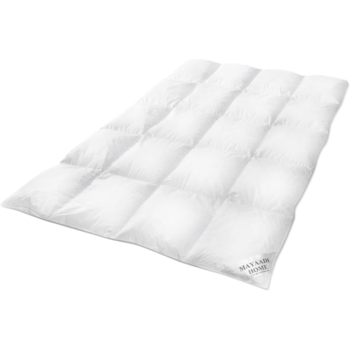 Зимова ковдра Mayaadi Premium 135x200 см, 1600 г – надтепла, 15% пуху 85% пера, 100% бавовна, для алергіків, європейська якість