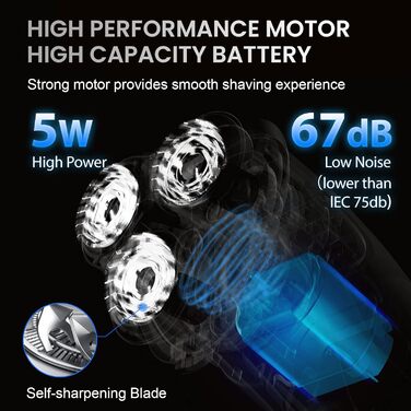 Електрична бритва 3D Rotationsrasierer: для чоловіків, з поп-ап тримером, швидка зарядка, LCD дисплей