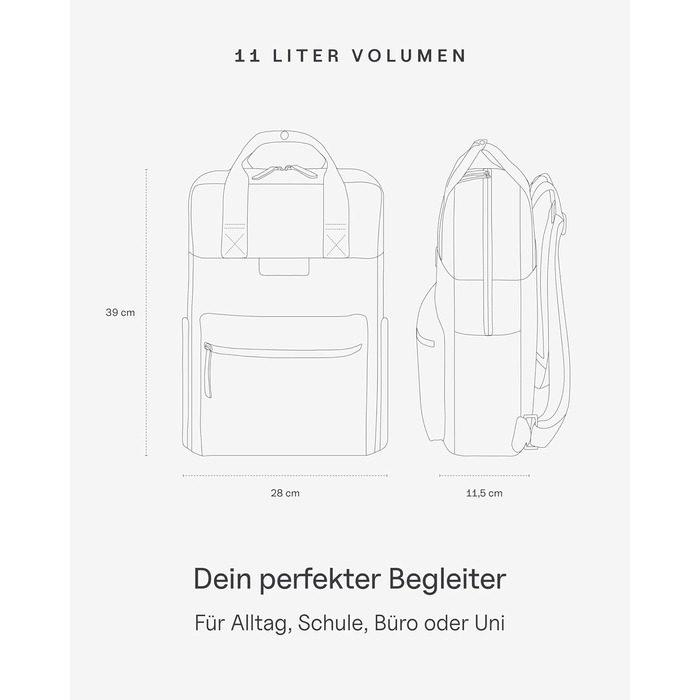 Kapten & Son Bergen Rucksack | Rucksack for Women & Men | Daypack | Carry-on Backpack, Daypack | Water-resistant (Medium 11 L, Midnight Blue)