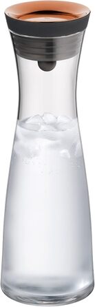 Глечик для води WMF Basic 1 л зі скла з силіконовою та мідною кришкою + довга пляшкова щітка 41 см із 6 м'якими губками для чищення