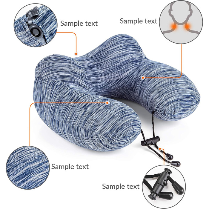 Подушка для шиї у подорожах: надувна, для автомобіля та літака, з маскою для сну, блакитна
