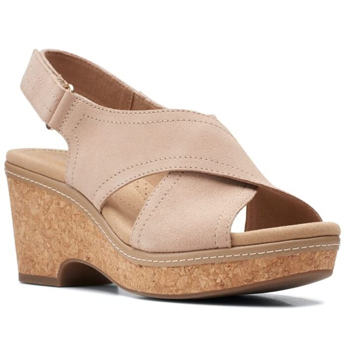 Босоніжки Clarks Giselle Cove на підборах, шкіра, бежеві - 39 EU