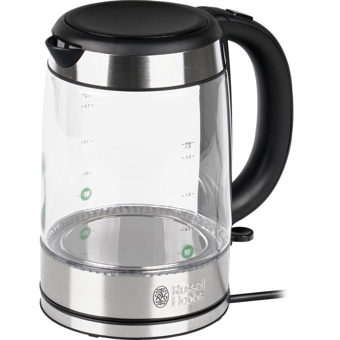 Скляний електрочайник Russell Hobbs Clarity 20760-57 з фільтром для води BRITA MAXTRA+, 2200 Вт, LED-підсвітка, 1л + 0,5л
