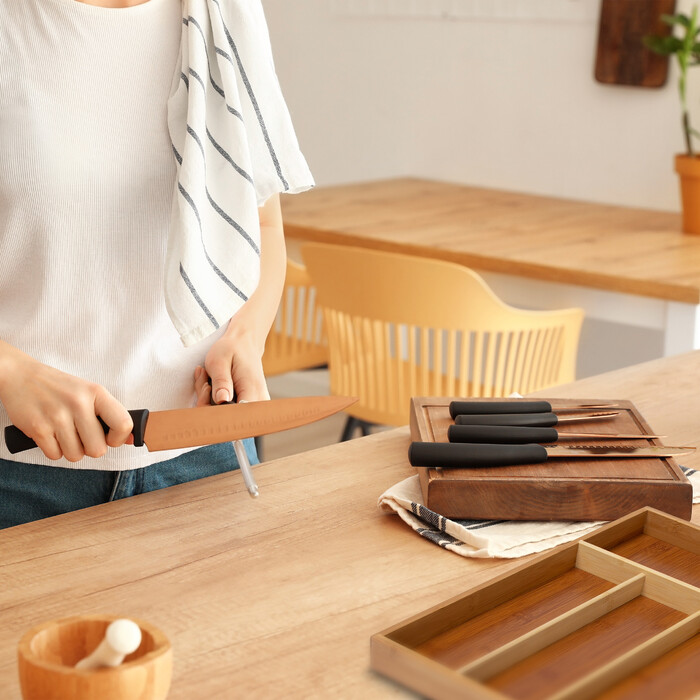 Relaxdays Cutlery Box Bamboo Natural