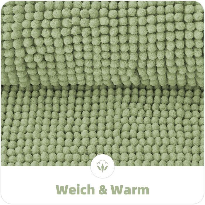 Килимок для ванної кімнати OLANLY з chenille, протиковзкий та гігроскопічний, 40x60 см, колір трав'яний зелений