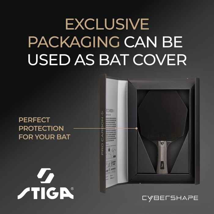 STIGA Pro Carbon+ Cybershape Table Tennis Racket - 5-Star Offensive Paddle for Professional Play