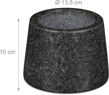 Гранітний ступка з толуштою Relaxdays для спецій та трав, 13.5 см, темно-сірий (антрацит)
