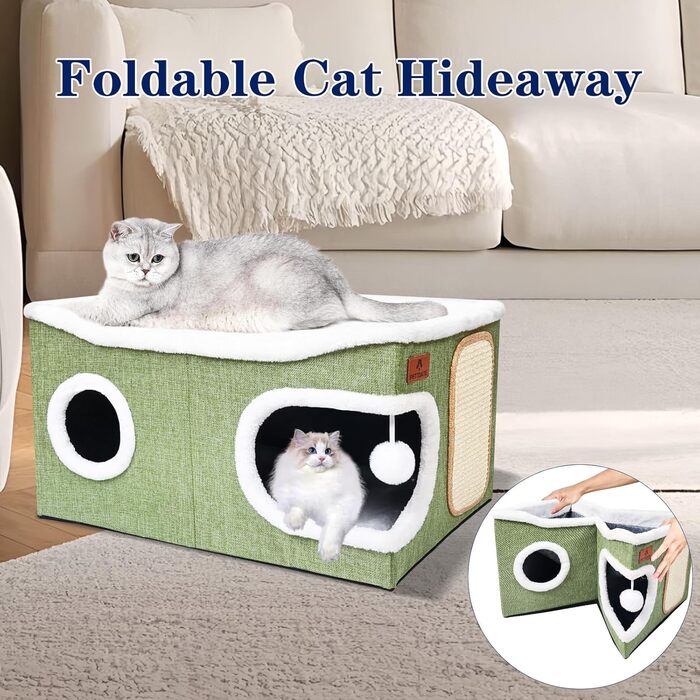 Кігтечка-будинок для котів з подушкою, зелена, 60x43x32 см | Katzenkondo