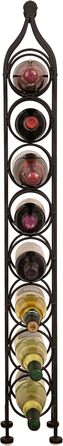Biscottini Wrought Iron Bottle Rack 12xR12x105cm - Wine Rack with Antiqued Black Finish - Bottle Holder with 8 Bottle Spaces