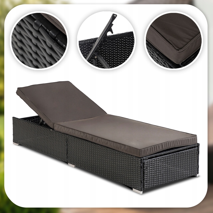 Шезлонг із техноротанга чорний Mebel Elite