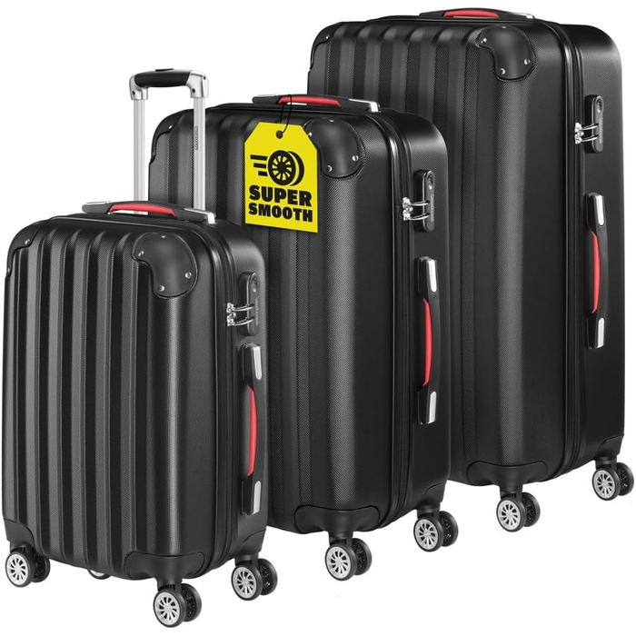 Набір валіз Monzana® Baseline 3шт (M-L-XL) з жорстким корпусом, 4 колеса, чорний