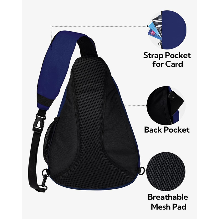 Сумка через плече WATERFLY: рюкзак-слінг для спорту та подорожей (Королівський синій)