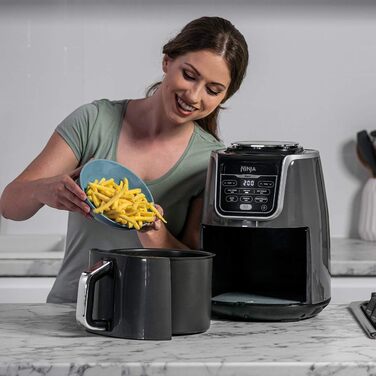 Фритюрниця Ninja AF160UK MAX, 5.2 л, 6-в-1, без олії, Air Fry, Max Crisp, для смаження, випікання, розігріву, дегідратації, сімейна, цифрова, приготування з заморожених продуктів, з антипригарним покриттям