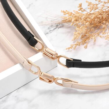 Тонкий жіночий шкіряний ремінь WHIPPY 2 шт. з золотою металевою пряжкою (105/95 см, 120/110 см)