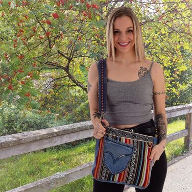 Sunsa Women's Bags Crossbody Bag Handbag Canvas & Jeans. Large Boho Crossbody Bag/Bag Shoulder Bag, Gift Ideas for Women/Girls Sustainable Products (Jeans/Colorful)
