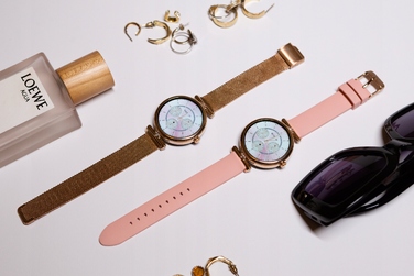 Смарт-годинник Emavo для жінок, AMOLED-дисплей, золотий колір (5 ремінців у комплекті)