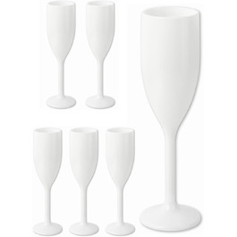 Schramm® Reusable Champagne Flutes in white, available in sets of 6, 12, 24, or 48 pieces. 150 ml capacity. Champagne glasses, sparkling wine flutes, sparkling wine goblets, stemware. Champagne glasses, capacity: 6 pieces