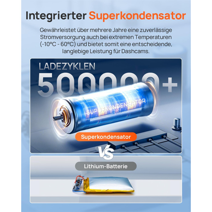 Автомобільний відеореєстратор 70mai T800E 4K 3-канальний (передній, внутрішній, задній) з HDR, ІЧ-нічним баченням, GPS, WiFi 6 та карткою пам'яті 64GB