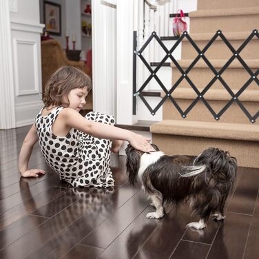 Захисне ворота для собак Relaxdays, розтяжне до 96 см, бамбук, чорний, для захисту сходів та дверей