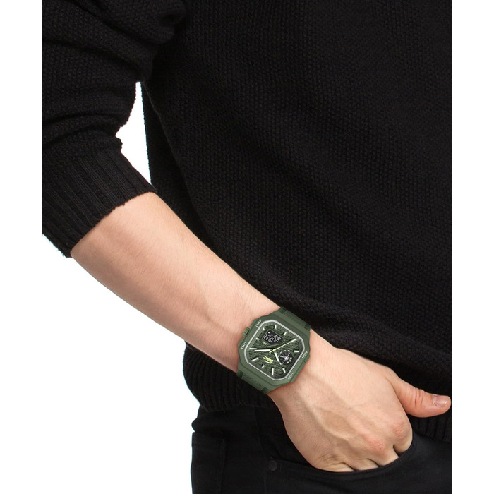 Годинник Lacoste LC33 Square силіконовий, зелений - кварцовий механізм