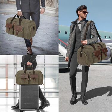 Чохол для одягу для подорожей з парусини Vintage Grau L: сумка для костюма, ручна поклажа 2-в-1 з відділенням для взуття