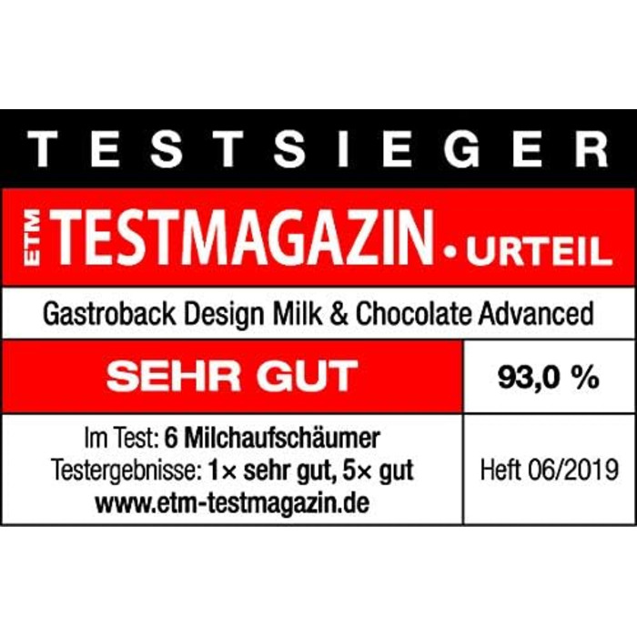 Електричний спінювач молока GASTROBACK Design, 650 Вт, чорний/срібний, для приготування молочної піни та гарячого шоколаду (1 л)