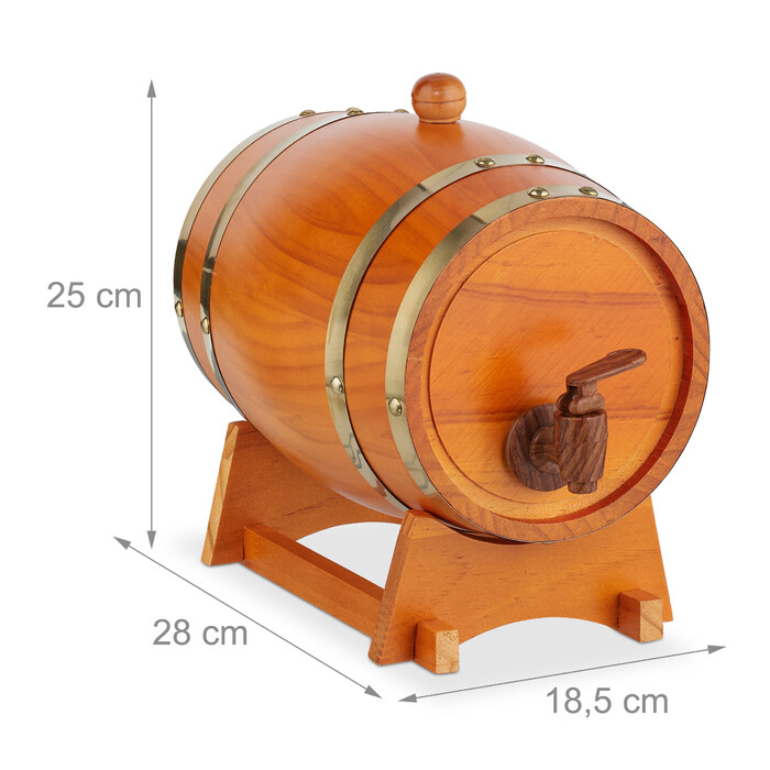 Relaxdays Small Wooden Barrel, 2.2 Liters