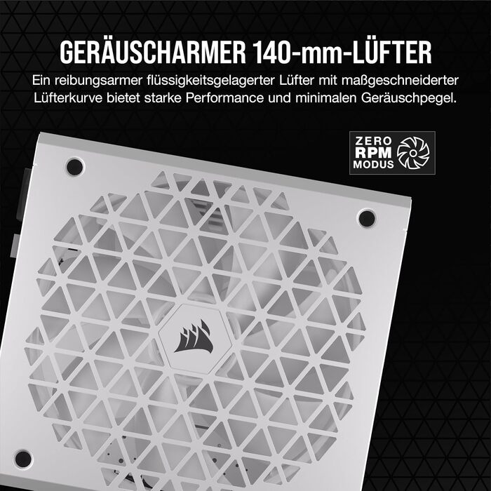 Блок живлення Corsair RM1000x Shift 1000W, ATX 3.1 & PCIe 5.1, 80 Plus Gold, повністю модульний, бічні роз'єми, білий