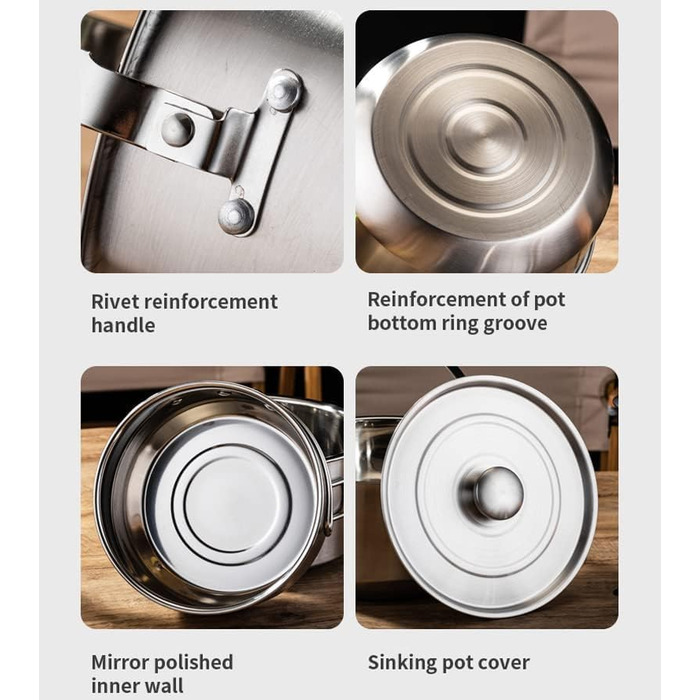 Набір кухонного посуду для кемпінгу, кухонний набір для відпочинку, каструлі та сковорідки для приготування їжі на вогнищі, містить дорожню сумку для 4-6 осіб