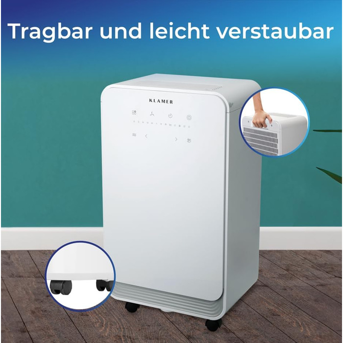 Електричний осушувач повітря KLAMER 195 м³/год, 420W, 5.5 л (12л)