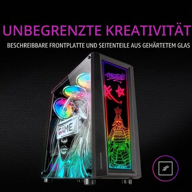 Корпус для ПК Mars Gaming MC300P MicroATX, загартоване скло, Mesh-панель, 3x FRGB вентилятори, чорний