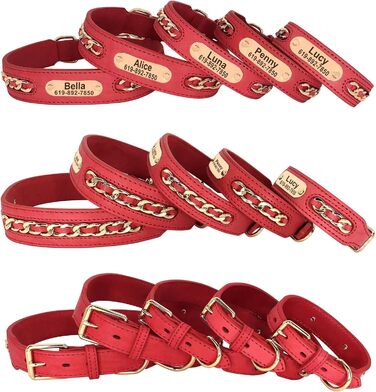 Шкіряний нашийник для собак Didog, плетений, з гравіюванням, регульований, чорний, L (17.0-20.0 см), ширина 3.2 см