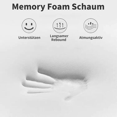 Ергономічна подушка для шиї та голови LAMB з ефектом пам'яті (Memory Foam) для сну на боці, регульована висота, з мийним чохлом, 50x36x10/8 см, біла, 2 шт.