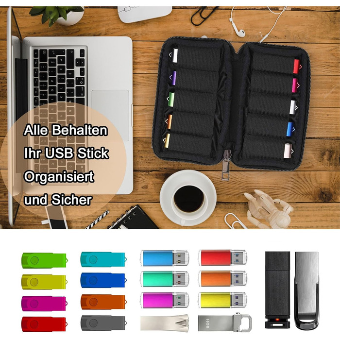 Органайзер для USB-накопичувачів TATMOHIK: синій кейс на 10 USB-флешок, USB-накопичувачів, флеш-карт