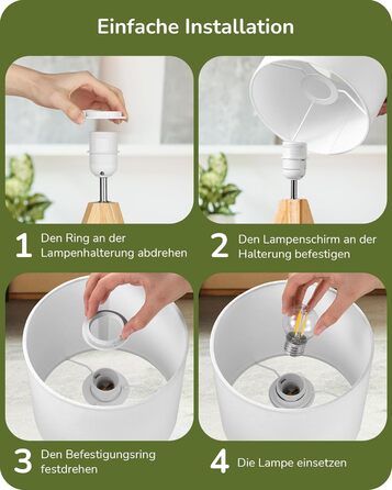 Настільна лампа EDISHINE 2 шт. з дерева, LED, з абажуром з льону кольору бежевого, патрон E27, з лампочкою, вінтажний дизайн, для спальні, вітальні, подарунок