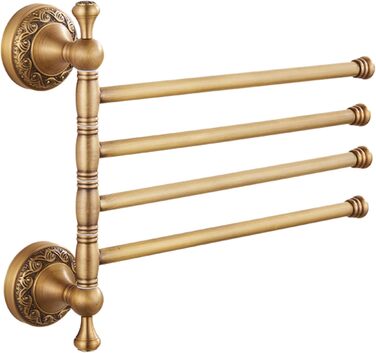 Brass toothbrush holder, antique bronze finish, cup holder with white ceramic cup, wall-mounted, bathroom accessory, patterned carving design (folding towel rack)