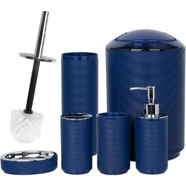 CERBIOR Набір аксесуарів для ванної кімнати, 6 шт., з дозатором мила, тримачем для зубних щіток, стаканом для щіток, мильницею для декоративної стільниці, подарунковий набір (блакитний)