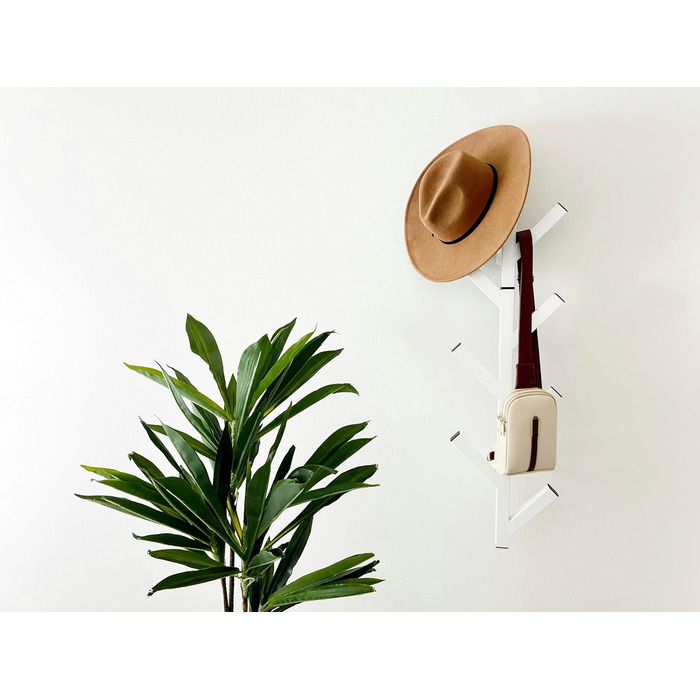 Premium Racks Coat Rack and Hat Shelf – modern design – wall-mounted – stylish – (White/Opulent Garden)