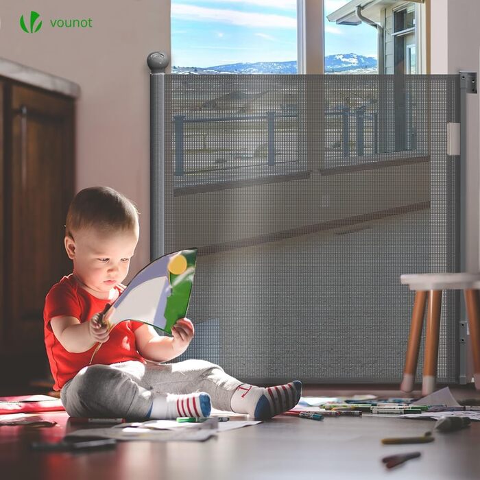 Захист для сходів Vounot: розтягувана сітка-захист для дітей, котів та собак (0-180 см, сірий)