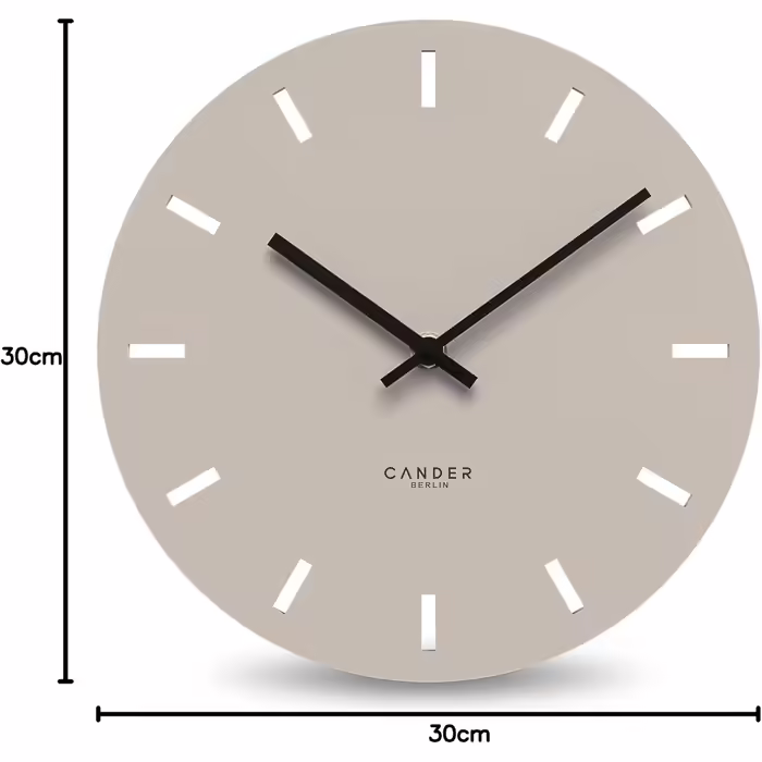 Cander Berlin MNU 2530 P Wall Clock Silent Ticking 30 cm Analog Kitchen Living Room Modern Vintage Warm Gray MDF