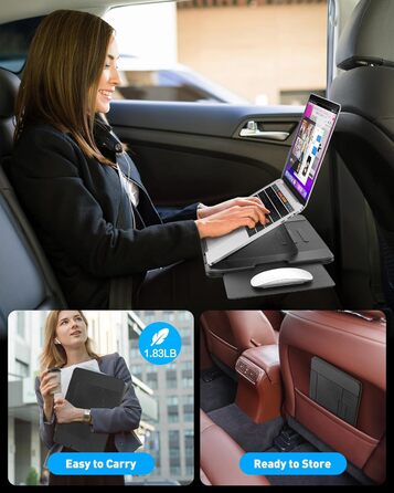 Зручний лапдеск AboveTEK для ноутбука: ергономічний, з антиковзким покриттям, захистом від нагріву та вбудованим ковриком для миші. Ідеально для роботи в ліжку, на дивані та в подорожах (чорний)