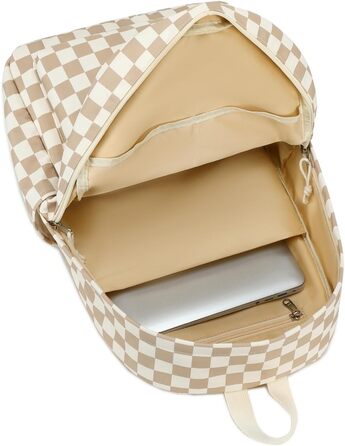 Шкільний рюкзак LOIDOU для дівчаток та хлопчиків підліткового віку: легкий, водонепроникний, для школи, коледжу та роботи. Колір: коричнево-білий у клітинку