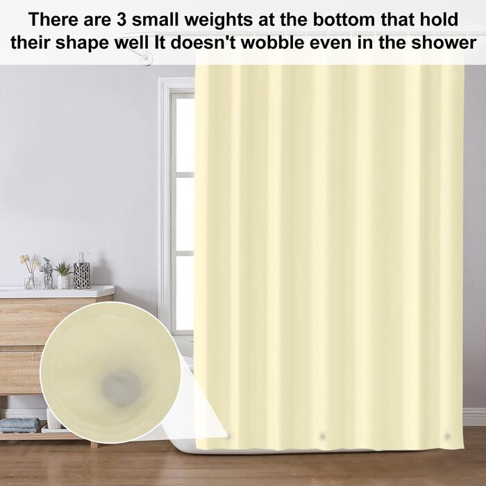 Жовтий водонепроникний душовий завіс для ванної кімнати 180x180 см з кільцями